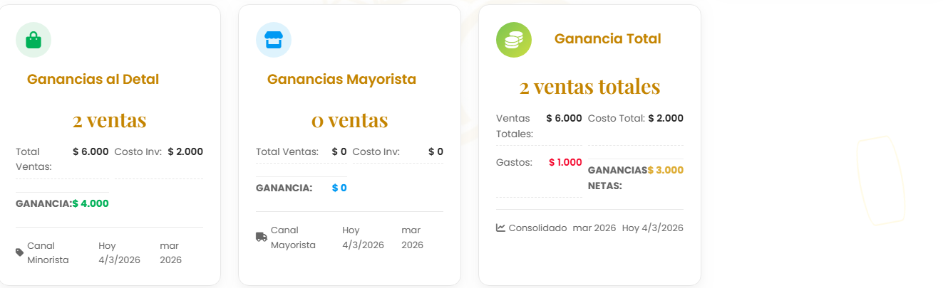 Detalle de cada gasto con monto y responsable
