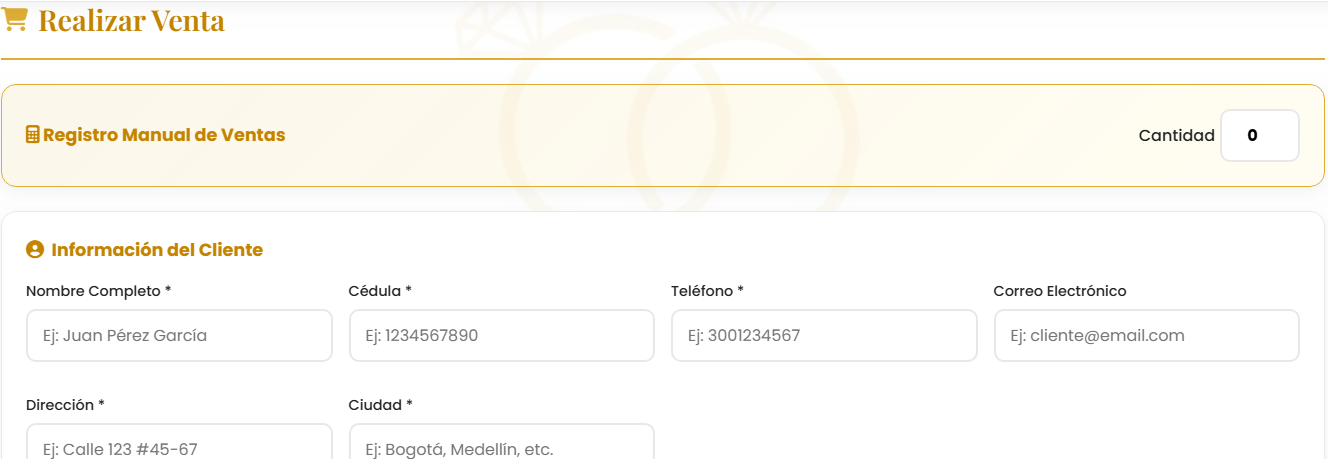 Paso 1 del flujo de venta donde se elige cliente y piezas